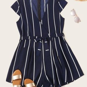 Striped Belted Romper